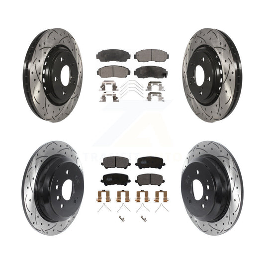[Avant + Arrière] Kit de disque (percé rainuré revêtu) et plaquette (semi-métallique) de frein pour 2019-2022 Honda Passport KDF-100857