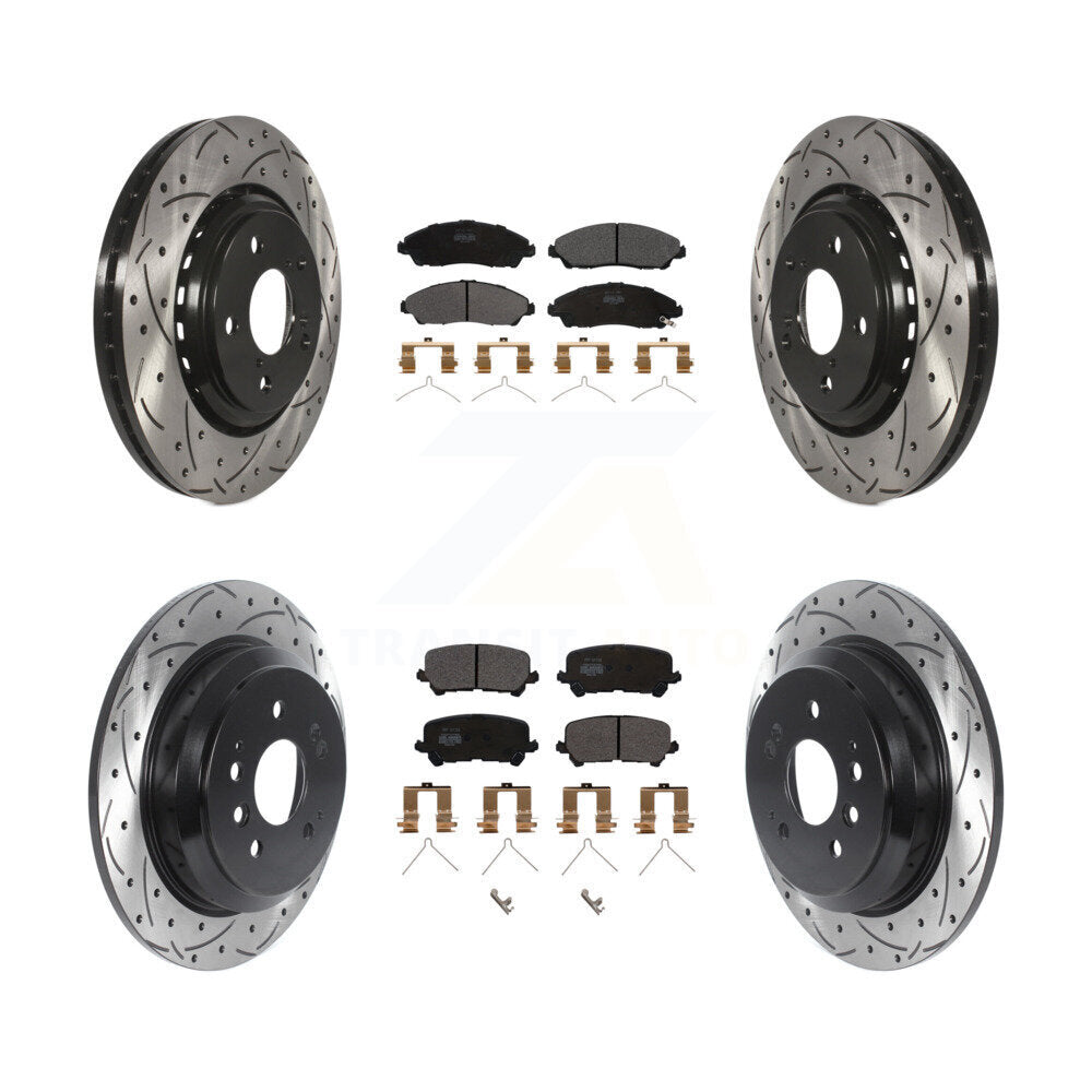 [Avant + Arrière] Kit de disque (percé rainuré revêtu) et plaquette (semi-métallique) de frein pour Honda Pilot Ridgeline KDF-100858