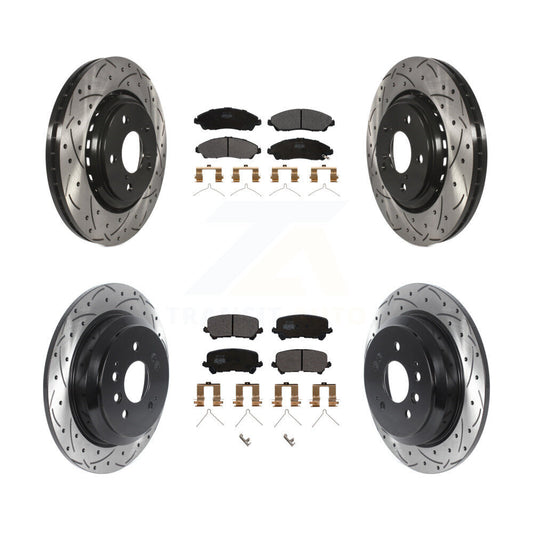 [Avant + Arrière] Kit de disque (percé rainuré revêtu) et plaquette (semi-métallique) de frein pour Honda Pilot Ridgeline KDF-100858