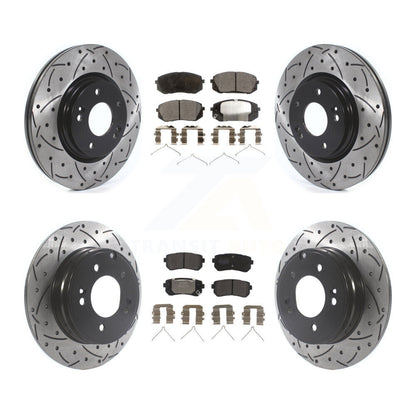 [Avant + Arrière] Kit de disque (percé rainuré revêtu) et plaquette (semi-métallique) de frein pour Kia Optima avec Manual Parking KDF-100864