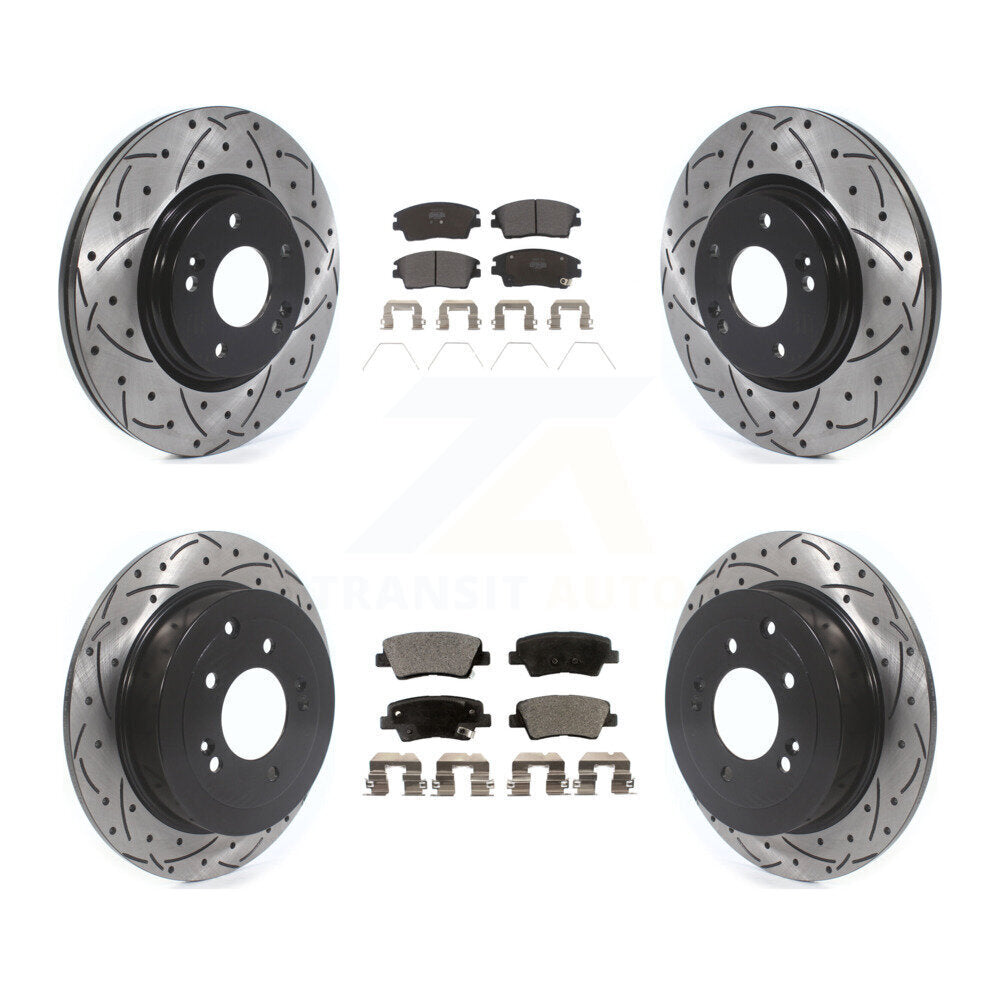 [Avant + Arrière] Kit de disque (percé rainuré revêtu) et plaquette (semi-métallique) de frein pour Hyundai Tucson Kia Sportage KDF-100867