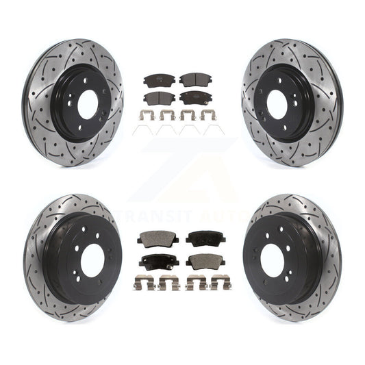 [Avant + Arrière] Kit de disque (percé rainuré revêtu) et plaquette (semi-métallique) de frein pour Hyundai Tucson Kia Sportage KDF-100867