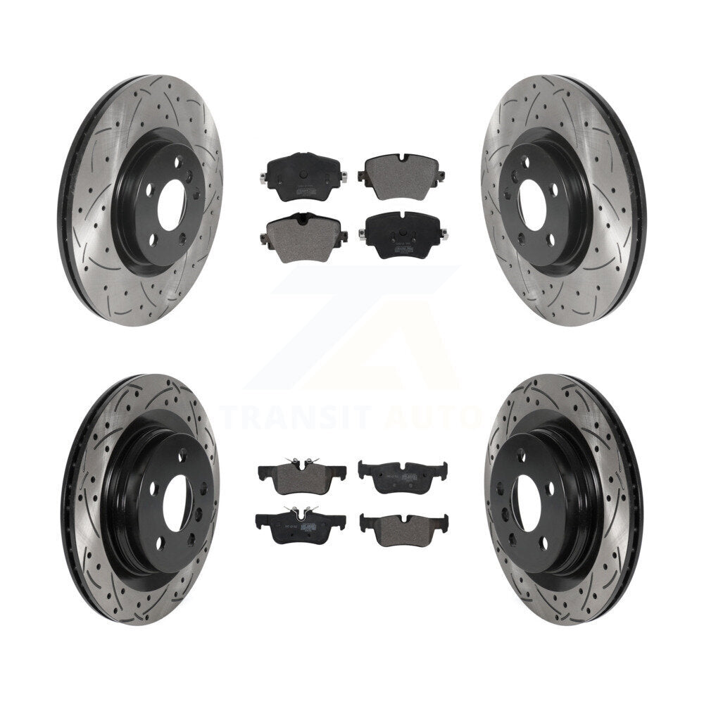 [Avant + Arrière] Kit de disque (percé rainuré revêtu) et plaquette (semi-métallique) de frein pour BMW X1 Mini Cooper Countryman X2 228i xDrive Gran Coupe KDF-100870