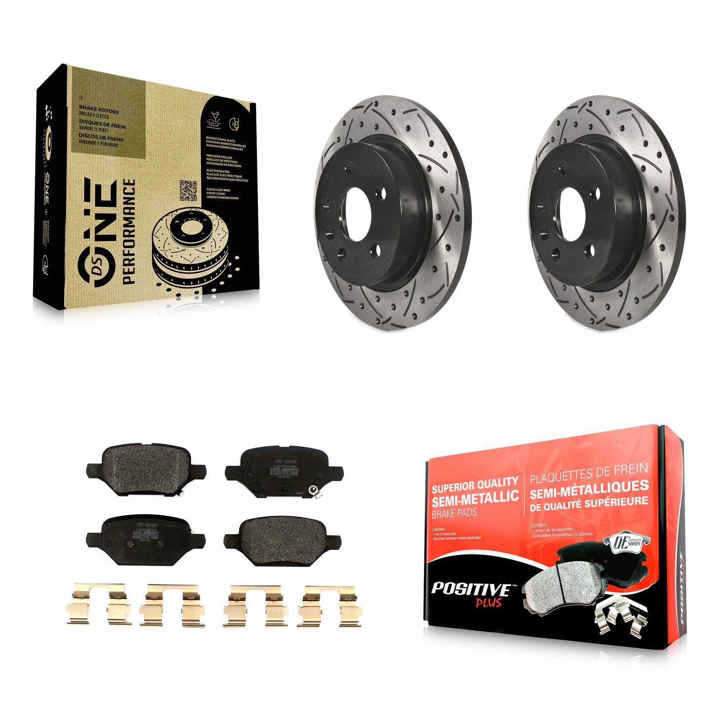 [Arrière] Kit de disque (percé rainuré revêtu) et plaquette (semi-métallique) de frein pour 2018-2022 Chevrolet Trax Buick Encore KDF-100872