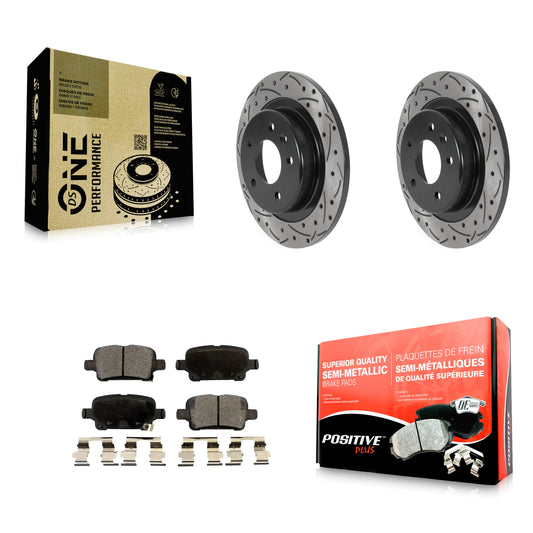 [Arrière] Kit de disque (percé rainuré revêtu) et plaquette (semi-métallique) de frein pour Chevrolet Equinox Malibu GMC Terrain Buick LaCrosse Regal TourX KDF-100874