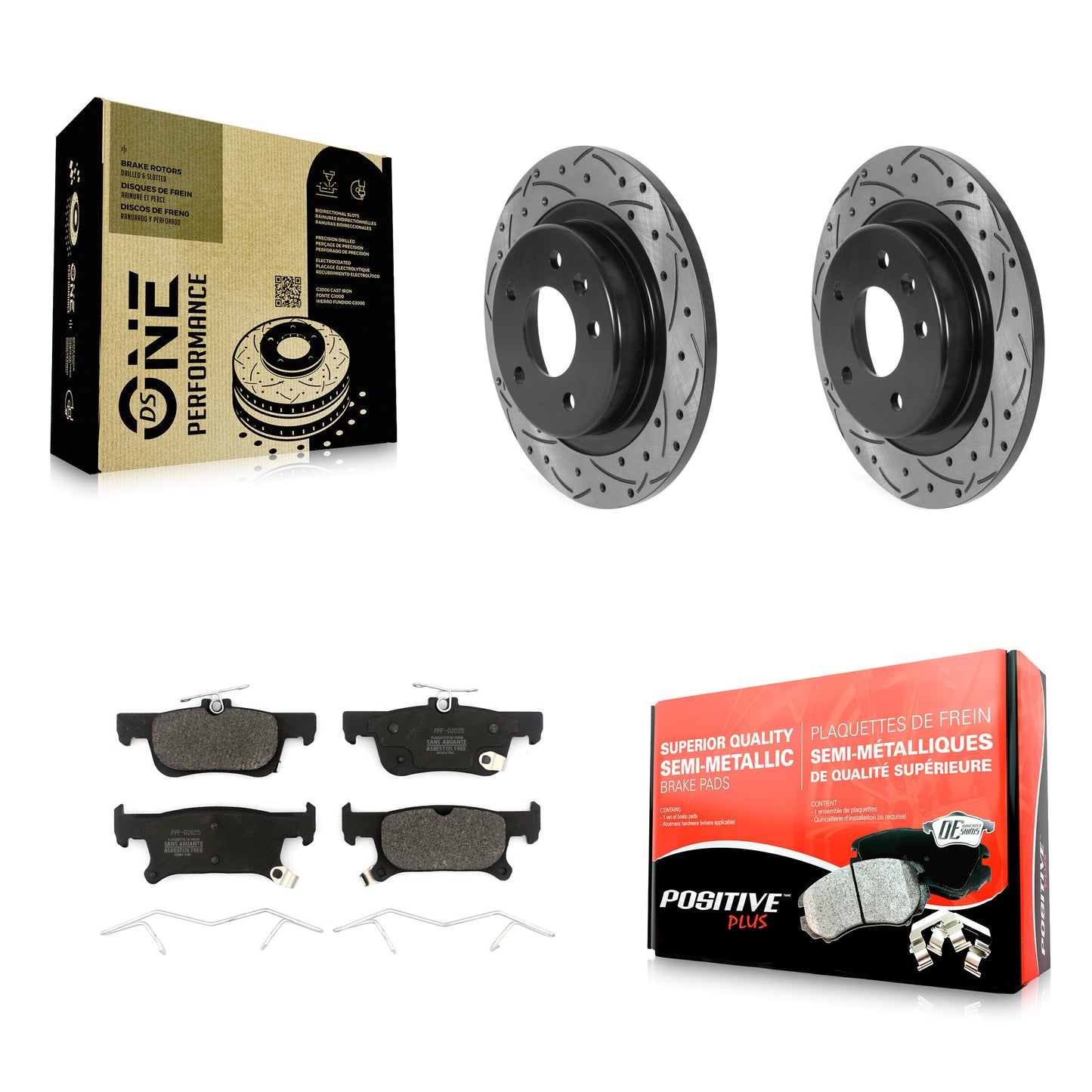 [Arrière] Kit de disque (percé rainuré revêtu) et plaquette (semi-métallique) de frein pour 2016-2019 Buick Envision avec 288mm Diameter Rotor KDF-100877