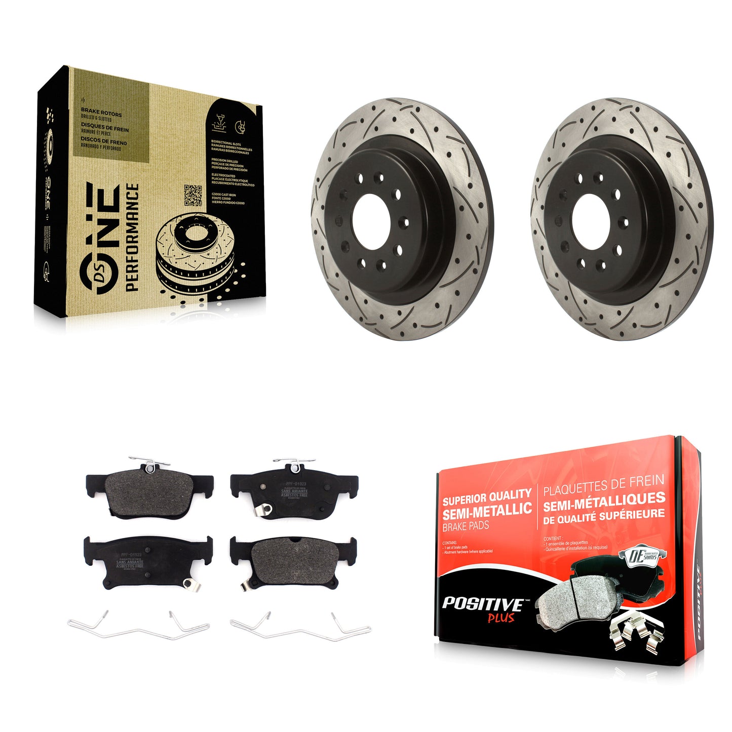 [Arrière] Kit de disque (percé rainuré revêtu) et plaquette (semi-métallique) de frein pour 2016-2018 Buick Envision avec 315mm Diameter Rotor KDF-100878