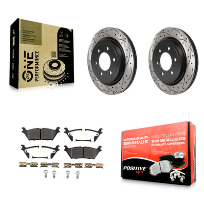 [Arrière] Kit de disque (percé rainuré revêtu) et plaquette (semi-métallique) de frein pour Ford F-150 Expedition Lincoln Navigator KDF-100883