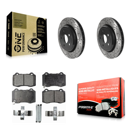 [Arrière] Kit de disque (percé rainuré revêtu) et plaquette (semi-métallique) de frein pour Jeep Grand Cherokee Dodge Durango KDF-100884