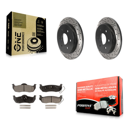 [Arrière] Kit de disque (percé rainuré revêtu) et plaquette (semi-métallique) de frein pour Nissan Titan Armada INFINITI QX56 Pathfinder TITAN KDF-100890