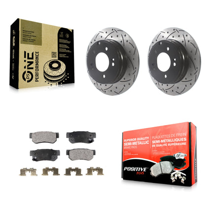 [Arrière] Kit de disque (percé rainuré revêtu) et plaquette (semi-métallique) de frein pour Hyundai Sonata 3.3L KDF-100897