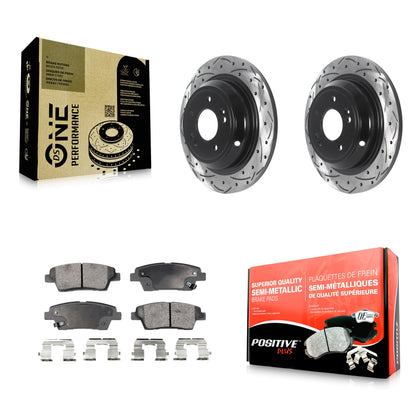 [Arrière] Kit de disque (percé rainuré revêtu) et plaquette (semi-métallique) de frein pour Hyundai Genesis G80 Kia K900 KDF-100903
