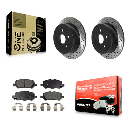 [Arrière] Kit de disque (percé rainuré revêtu) et plaquette (semi-métallique) de frein pour 2009-2016 Toyota Venza KDF-100904