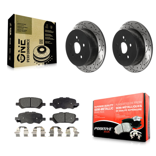 [Arrière] Kit de disque (percé rainuré revêtu) et plaquette (semi-métallique) de frein pour 2009-2016 Toyota Venza KDF-100904