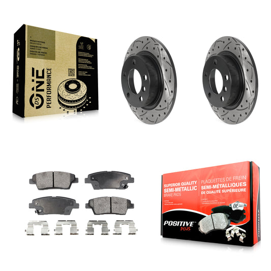 [Arrière] Kit de disque (percé rainuré revêtu) et plaquette (semi-métallique) de frein pour Mini Cooper Countryman Paceman KDF-100910