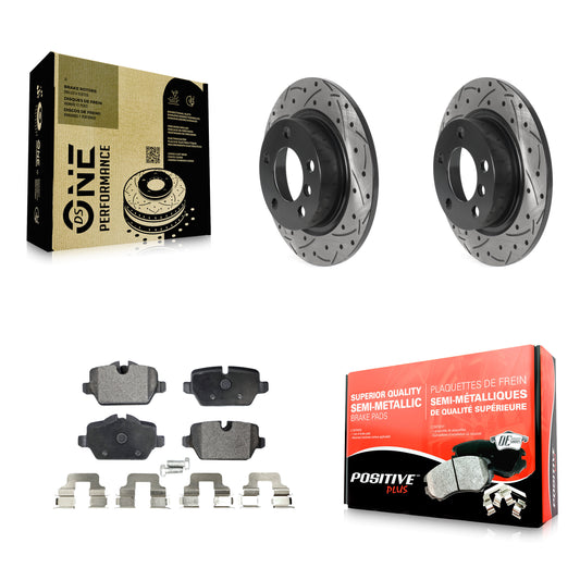 [Arrière] Kit de disque (percé rainuré revêtu) et plaquette (semi-métallique) de frein pour Mini Cooper Countryman Paceman KDF-100911