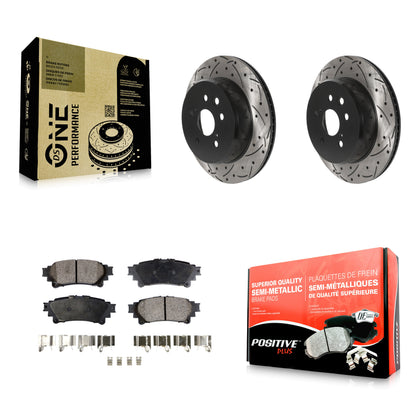 [Arrière] Kit de disque (percé rainuré revêtu) et plaquette (semi-métallique) de frein pour Lexus GS350 IS300 IS200t IS350 RC350 RC300 RC200t GS300 GS200t GS450h KDF-100912