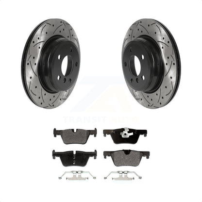 [Arrière] Kit de disque (percé rainuré revêtu) et plaquette (semi-métallique) de frein pour 2015 BMW 328i xDrive sans Blue Painted Calipers KDF-100920 par Transit Auto