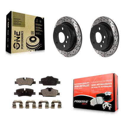[Arrière] Kit de disque (percé rainuré revêtu) et plaquette (semi-métallique) de frein pour Mini Cooper KDF-100925
