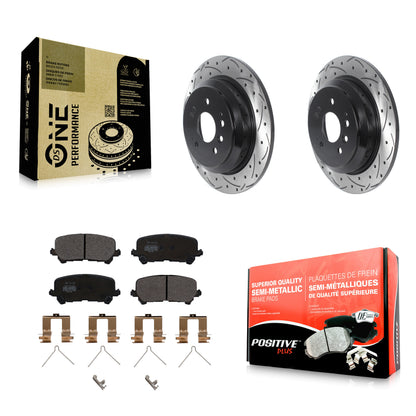 [Arrière] Kit de disque (percé rainuré revêtu) et plaquette (semi-métallique) de frein pour Honda Pilot Ridgeline Passport KDF-100926