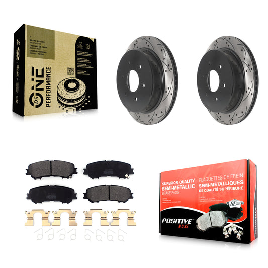 [Arrière] Kit de disque (percé rainuré revêtu) et plaquette (semi-métallique) de frein pour 2017-2023 Nissan TITAN KDF-100927