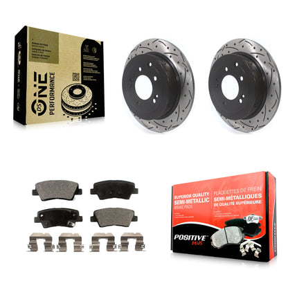 [Arrière] Kit de disque (percé rainuré revêtu) et plaquette (semi-métallique) de frein pour Hyundai Tucson Kia Sportage KDF-100928