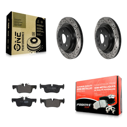 [Arrière] Kit de disque (percé rainuré revêtu) et plaquette (semi-métallique) de frein pour BMW X1 Mini Cooper Countryman X2 Clubman 228i xDrive Gran Coupe KDF-100929