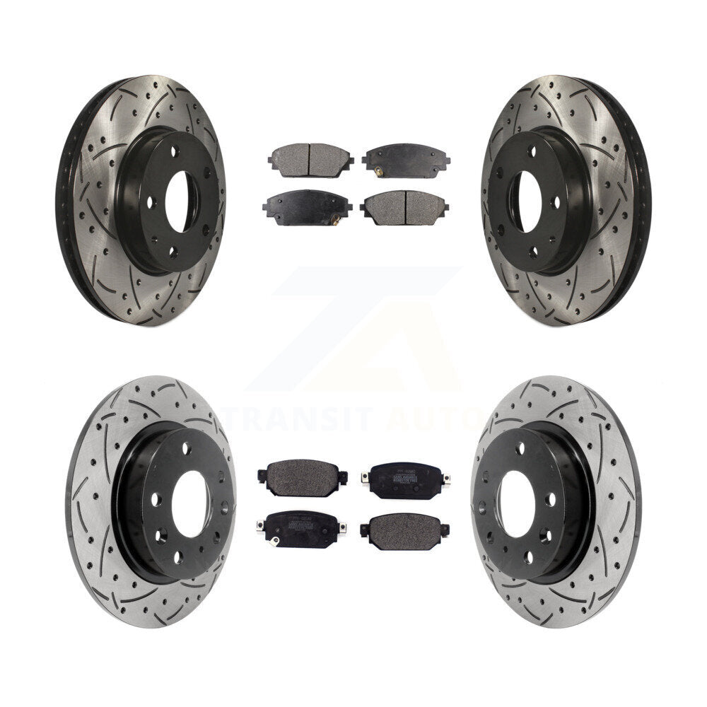 [Avant + Arrière] Kit de disque (percé rainuré revêtu) et plaquette (semi-métallique) de frein pour 2019-2021 Mazda CX-3 FWD KDF-100941