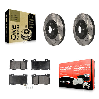 [Avant] Kit de disque (percé rainuré revêtu) et plaquette (semi-métallique) de frein pour 2017-2018 INFINITI Q70 Hybrid avec Sport Package KDF-100945