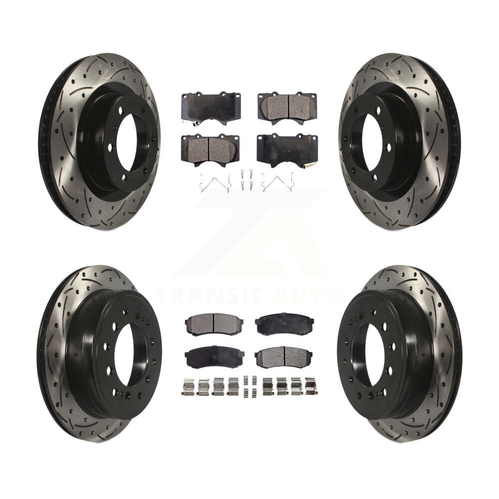 [Avant + Arrière] Kit de disque (percé rainuré revêtu) et plaquette (semi-métallique) de frein pour Toyota 4Runner Lexus GX460 KDF-100955