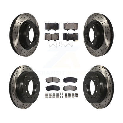 [Avant + Arrière] Kit de disque (percé rainuré revêtu) et plaquette (semi-métallique) de frein pour Toyota 4Runner Lexus GX460 KDF-100955