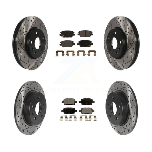 [Avant + Arrière] Kit de disque (percé rainuré revêtu) et plaquette (semi-métallique) de frein pour Chevrolet Cruze Volt Bolt EV EUV KDF-100956
