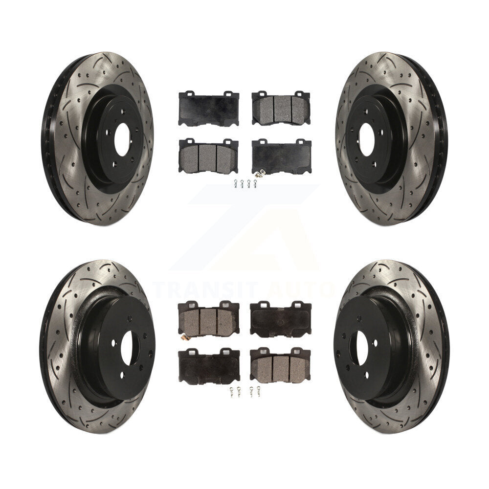 [Avant + Arrière] Kit de disque (percé rainuré revêtu) et plaquette (semi-métallique) de frein pour INFINITI Q50 M37 Q60 Q70 Q70L QX70 M56 FX50 KDF-100957