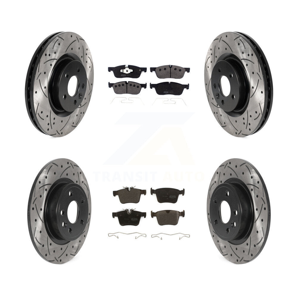 [Avant + Arrière] Kit de disque (percé rainuré revêtu) et plaquette (semi-métallique) de frein pour Land Rover Discovery Sport Jaguar E-Pace KDF-100963