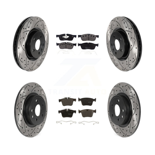 [Avant + Arrière] Kit de disque (percé rainuré revêtu) et plaquette (semi-métallique) de frein pour Land Rover Discovery Sport Jaguar E-Pace KDF-100963