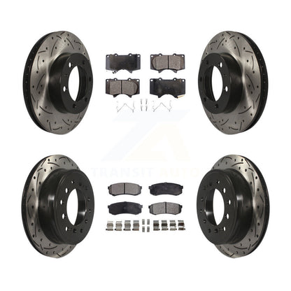 [Avant + Arrière] Kit de disque (percé rainuré revêtu) et plaquette (semi-métallique) de frein pour 2010-2014 Toyota FJ Cruiser KDF-100967