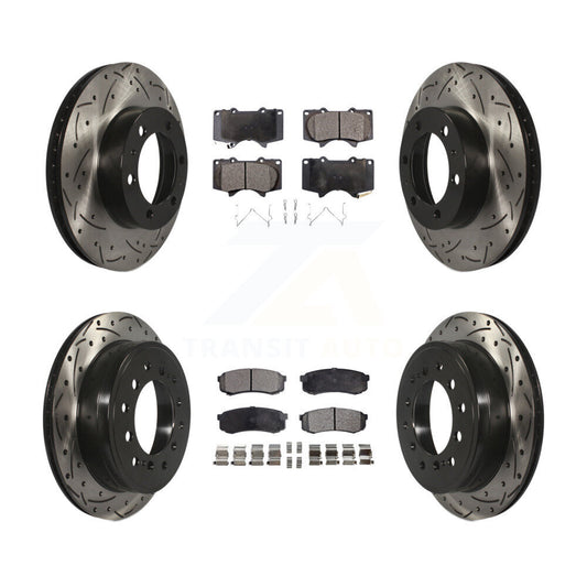 [Avant + Arrière] Kit de disque (percé rainuré revêtu) et plaquette (semi-métallique) de frein pour 2010-2014 Toyota FJ Cruiser KDF-100967