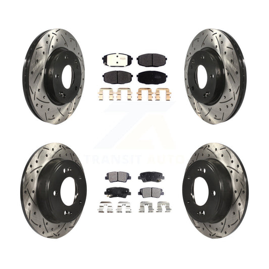 [Avant + Arrière] Kit de disque (percé rainuré revêtu) et plaquette (semi-métallique) de frein pour 2014-2016 Kia Soul KDF-100968