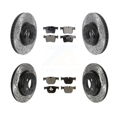 [Avant + Arrière] Kit de disque (percé rainuré revêtu) et plaquette (semi-métallique) de frein pour BMW 435i 335i xDrive GT Gran Coupe sans Blue Painted Calipers KDF-100969 par Transit Auto