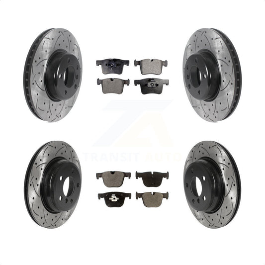 [Avant + Arrière] Kit de disque (percé rainuré revêtu) et plaquette (semi-métallique) de frein pour BMW 435i 335i xDrive GT Gran Coupe sans Blue Painted Calipers KDF-100969 par Transit Auto