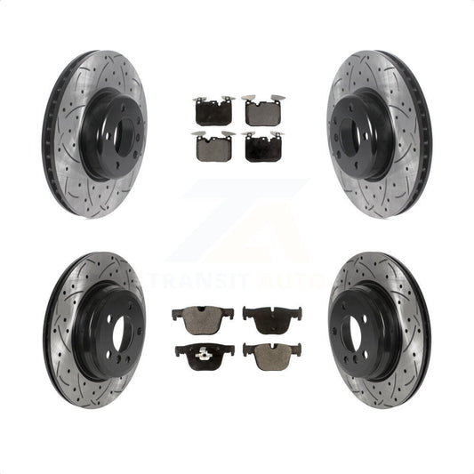 [Avant + Arrière] Kit de disque (percé rainuré revêtu) et plaquette (semi-métallique) de frein pour BMW 330i xDrive 340i 435i 440i Gran Coupe ActiveHybrid 3 KDF-100970 par Transit Auto