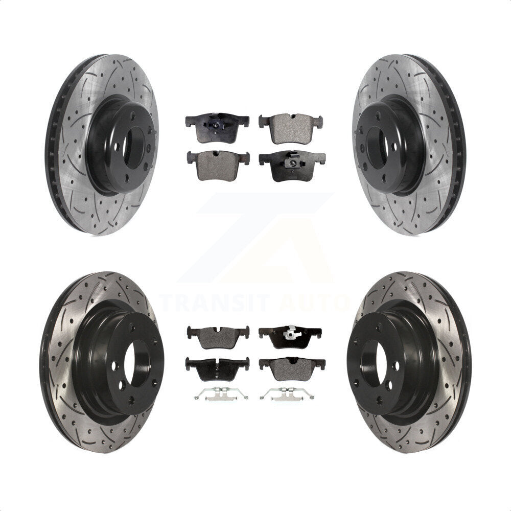 [Avant + Arrière] Kit de disque (percé rainuré revêtu) et plaquette (semi-métallique) de frein pour 2017 BMW 328d avec 340mm Diameter Rotor KDF-100972 par Transit Auto