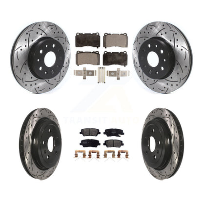 [Avant + Arrière] Kit de disque (percé rainuré revêtu) et plaquette (semi-métallique) de frein pour Cadillac CTS KDF-100975