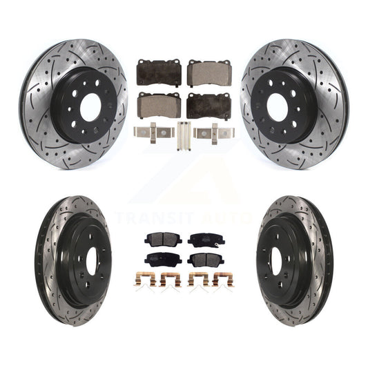 [Avant + Arrière] Kit de disque (percé rainuré revêtu) et plaquette (semi-métallique) de frein pour Cadillac CTS KDF-100975