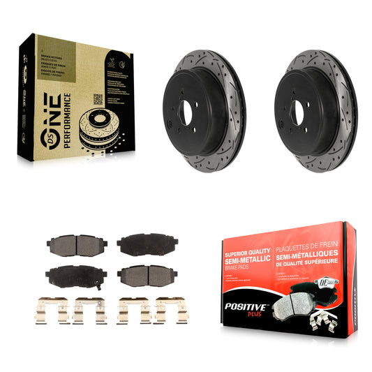 [Arrière] Kit de disque (percé rainuré revêtu) et plaquette (semi-métallique) de frein pour Subaru Outback Legacy Scion FR-S BRZ Toyota 86 KDF-100985