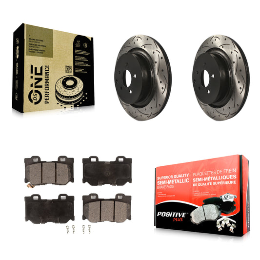 [Arrière] Kit de disque (percé rainuré revêtu) et plaquette (semi-métallique) de frein pour INFINITI Q50 M37 Q60 Q70 Q70L QX70 M56 FX50 KDF-100989