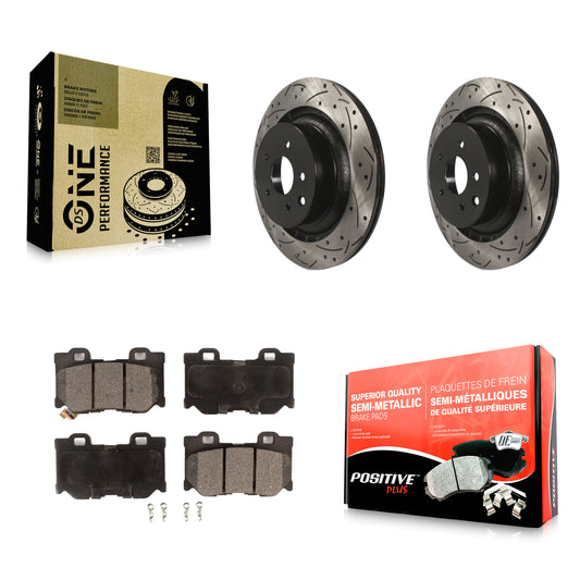 [Arrière] Kit de disque (percé rainuré revêtu) et plaquette (semi-métallique) de frein pour INFINITI G37 Nissan 370Z Q60 Z KDF-100990