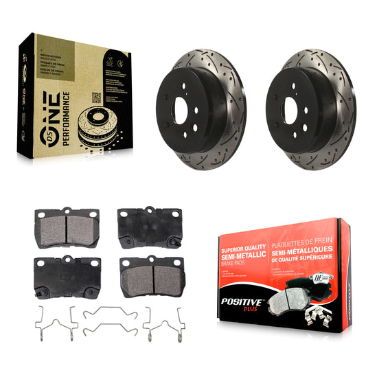 [Arrière] Kit de disque (percé rainuré revêtu) et plaquette (semi-métallique) de frein pour Lexus IS250 KDF-100991