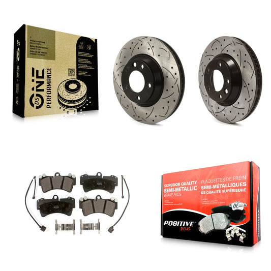 [Avant] Kit de disque (percé rainuré revêtu) et plaquette (semi-métallique) de frein pour Audi Q7 Porsche Cayenne Volkswagen Touareg KDF-100996