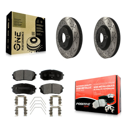[Avant] Kit de disque (percé rainuré revêtu) et plaquette (semi-métallique) de frein pour 2017-2019 Kia Soul EV KDF-101018